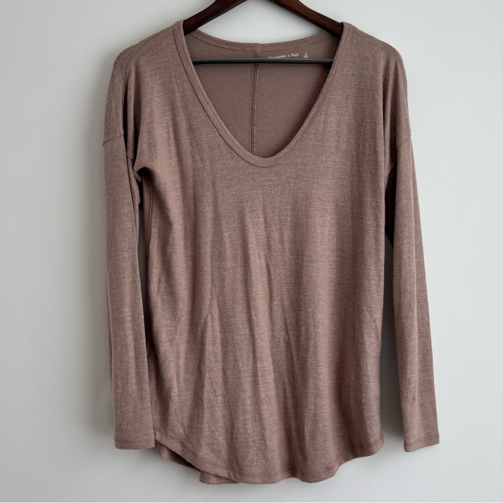 ABERCROMBIE Tan Soft AF Cozy Long Sleeve Shirt